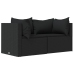 Set de muebles de jardín 3 pzas y cojines ratán sintético negro