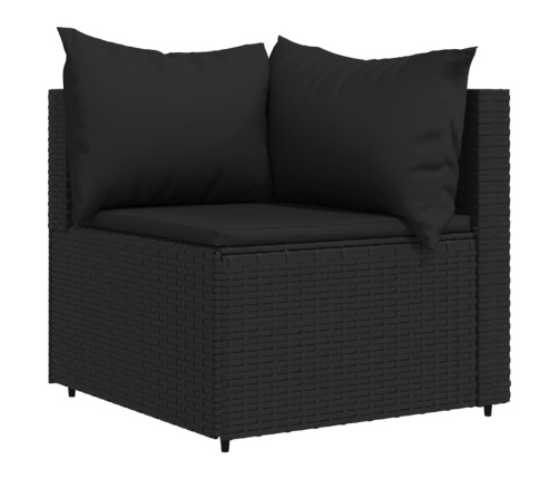 Set de muebles de jardín 3 pzas y cojines ratán sintético negro