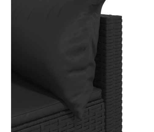 Set de muebles de jardín 3 pzas y cojines ratán sintético negro