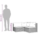 Set muebles de jardín 3 piezas y cojines ratán sintético marrón