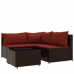Set muebles de jardín 4 piezas y cojines ratán sintético marrón