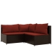 Set muebles de jardín 4 piezas y cojines ratán sintético marrón