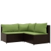 Set muebles de jardín 4 piezas y cojines ratán sintético marrón