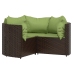 Set muebles de jardín 4 piezas y cojines ratán sintético marrón