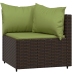 Set muebles de jardín 4 piezas y cojines ratán sintético marrón