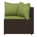 Set muebles de jardín 4 piezas y cojines ratán sintético marrón