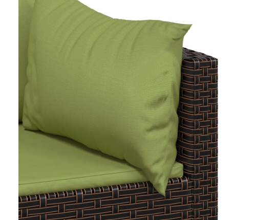 Set muebles de jardín 4 piezas y cojines ratán sintético marrón
