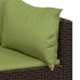 Set muebles de jardín 4 piezas y cojines ratán sintético marrón