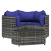 Set de muebles de jardín 4 pzas y cojines ratán sintético gris