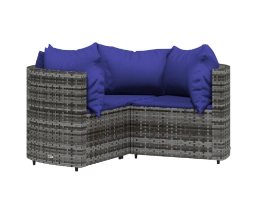 Set de muebles de jardín 4 pzas y cojines ratán sintético gris