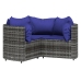Set de muebles de jardín 4 pzas y cojines ratán sintético gris