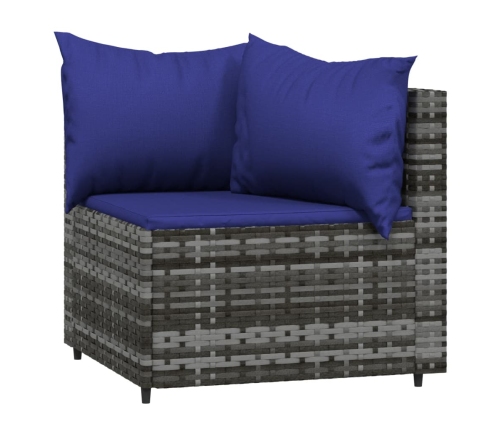 Set de muebles de jardín 4 pzas y cojines ratán sintético gris