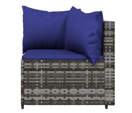 Set de muebles de jardín 4 pzas y cojines ratán sintético gris