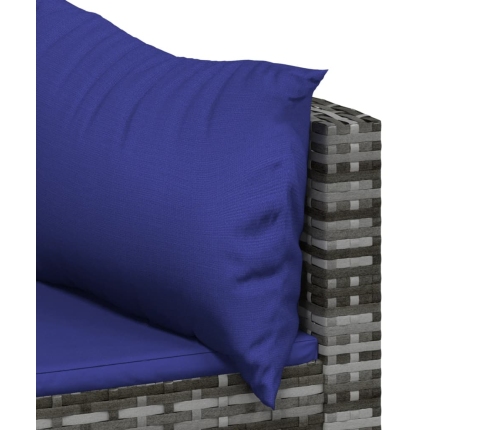 Set de muebles de jardín 4 pzas y cojines ratán sintético gris