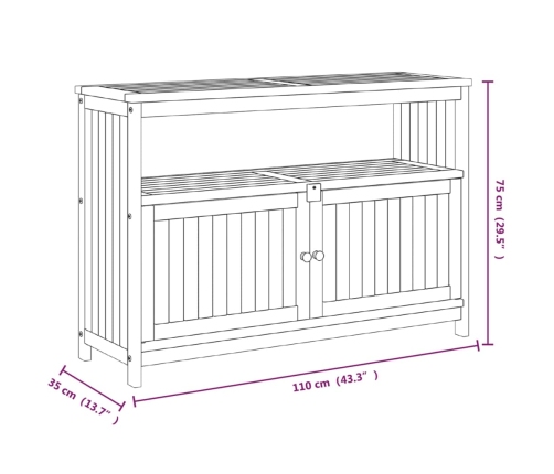 vidaXL Mesa consola de jardín madera maciza acacia 110x35x75 cm