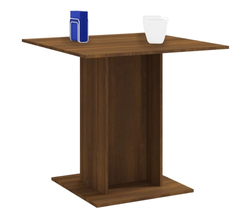 vidaXL Mesa de comedor madera contrachapada roble marrón 80x80x75 cm