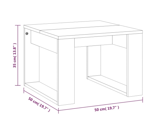 Mesa auxiliar madera contrachapada roble ahumado 50x50x35 cm