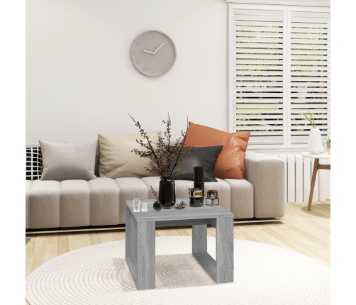 vidaXL Mesa auxiliar madera contrachapada gris Sonoma 50x50x35 cm