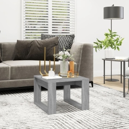 Mesa auxiliar madera contrachapada gris Sonoma 50x50x35 cm