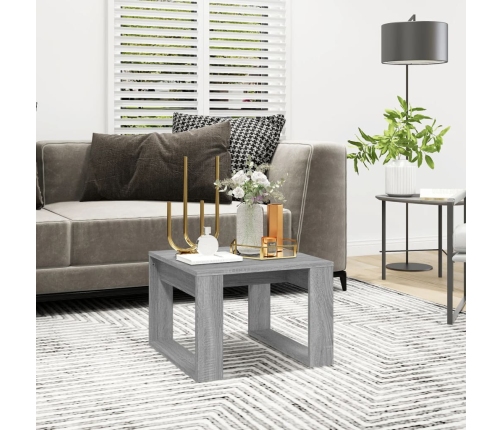 vidaXL Mesa auxiliar madera contrachapada gris Sonoma 50x50x35 cm