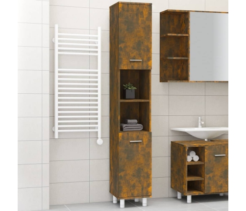 Armario de baño madera contrachapada roble ahumado 30x30x179 cm