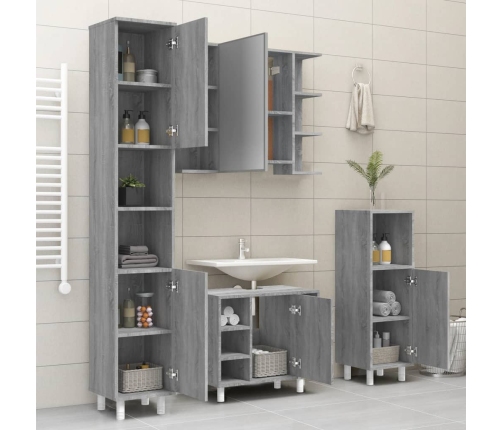 Armario de baño madera contrachapada gris Sonoma 30x30x179 cm