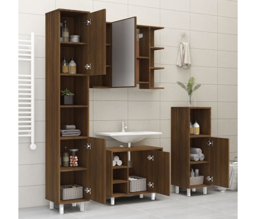 Armario de baño madera contrachapada roble marrón 30x30x179 cm