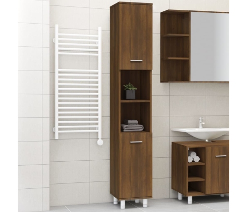 Armario de baño madera contrachapada roble marrón 30x30x179 cm