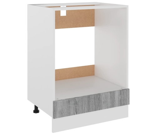 Armario de horno cocina madera ingeniería gris 60x46x81,5 cm