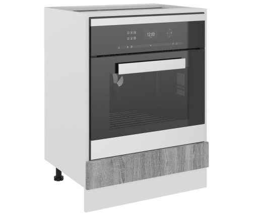 Armario de horno cocina madera ingeniería gris 60x46x81,5 cm