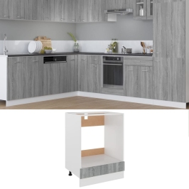 Armario de horno cocina madera ingeniería gris 60x46x81,5 cm