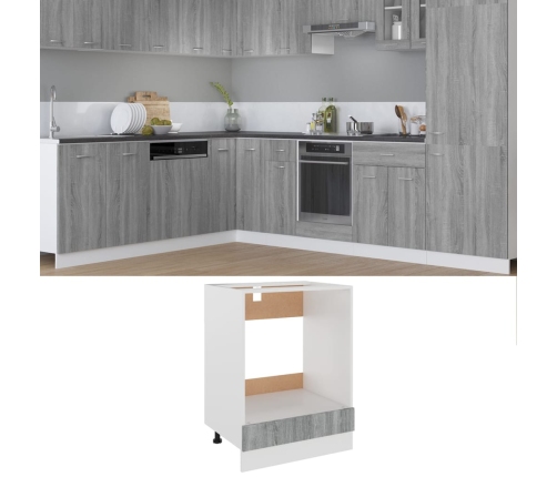 Armario de horno cocina madera ingeniería gris 60x46x81,5 cm