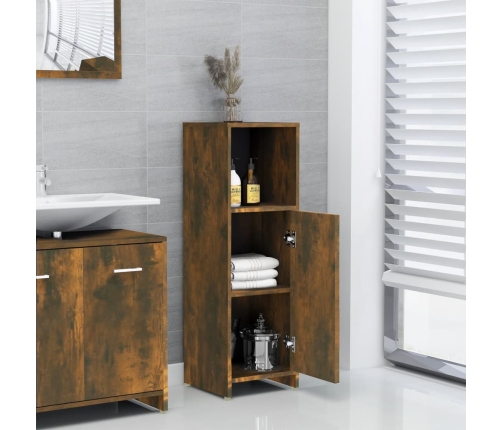 Armario de baño madera contrachapada roble ahumado 30x30x95 cm