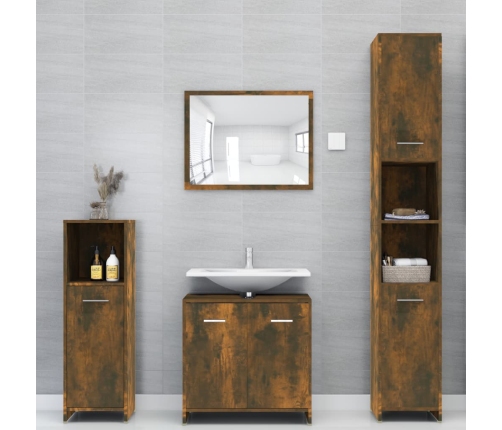 Armario de baño madera contrachapada roble ahumado 30x30x95 cm