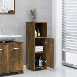 Armario de baño madera contrachapada roble ahumado 30x30x95 cm