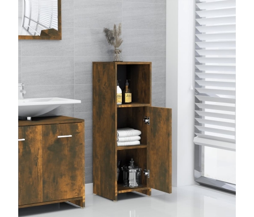 Armario de baño madera contrachapada roble ahumado 30x30x95 cm