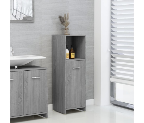 Armario de baño madera contrachapada gris Sonoma 30x30x95 cm