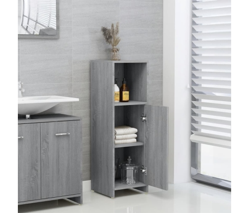 Armario de baño madera contrachapada gris Sonoma 30x30x95 cm