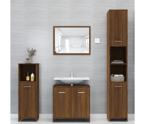 Armario de baño madera contrachapada roble marrón 30x30x95 cm