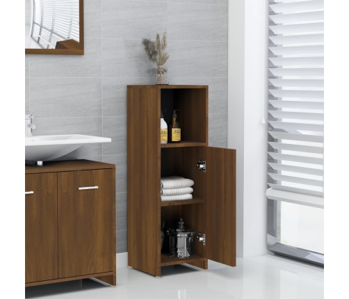 Armario de baño madera contrachapada roble marrón 30x30x95 cm