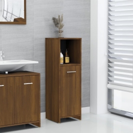 Armario de baño madera contrachapada roble marrón 30x30x95 cm