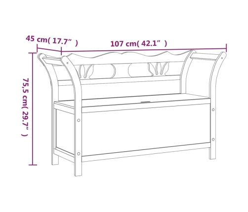 Banco madera maciza abeto blanco 107x45x75,5 cm