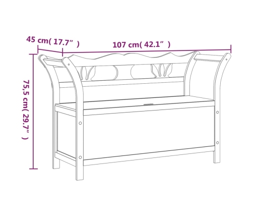 Banco madera maciza abeto blanco 107x45x75,5 cm