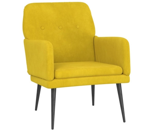 Sillón de terciopelo amarillo 62x79x79 cm