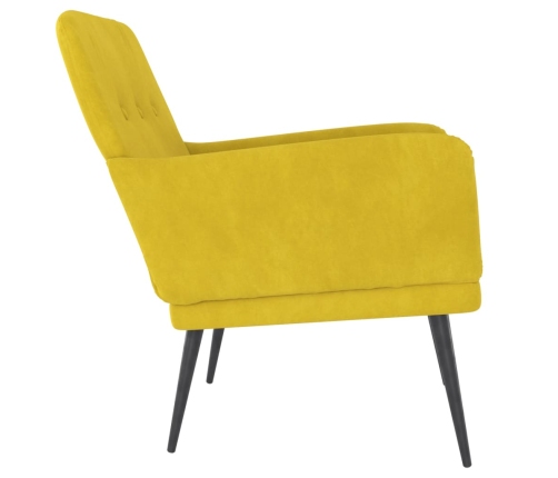 Sillón de terciopelo amarillo 62x79x79 cm