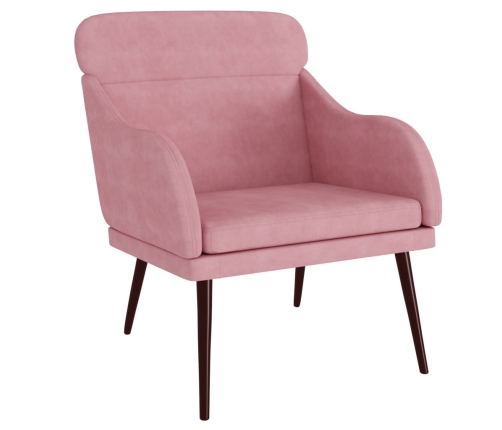 Sillón de terciopelo rosa 63x76x80 cm