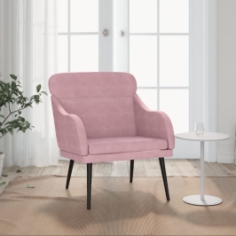 Sillón de terciopelo rosa 63x76x80 cm