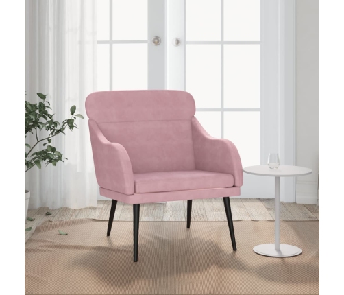 Sillón de terciopelo rosa 63x76x80 cm