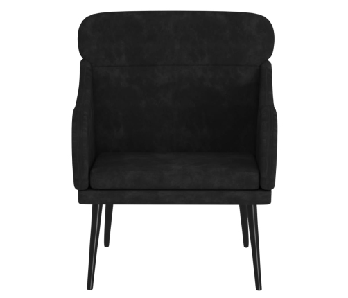 Sillón de terciopelo negro 63x76x80 cm