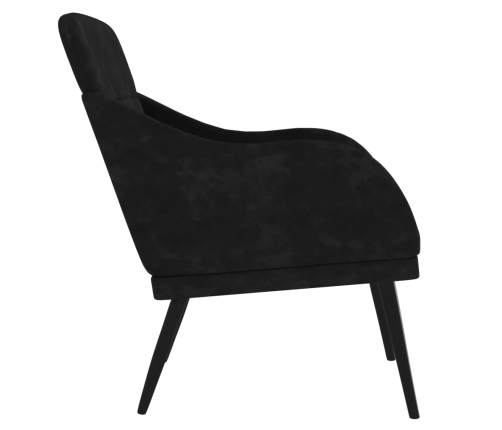 Sillón de terciopelo negro 63x76x80 cm